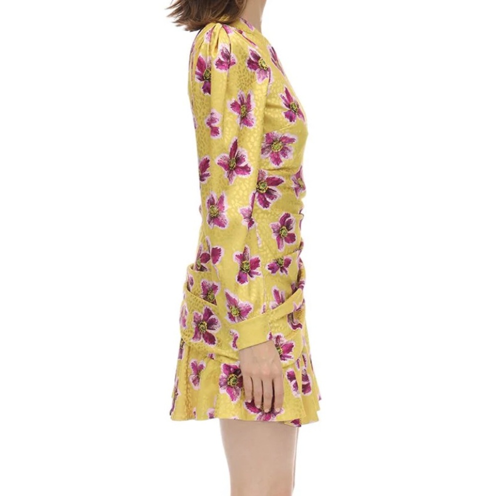 Borgo De Nor Yellow Purple Jacquard Satin One Shoulder Christina Dress 4 NTW - Picture 5 of 14